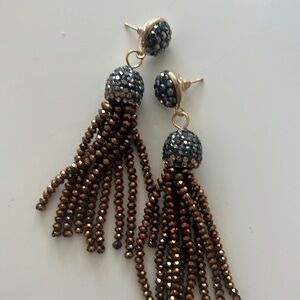 COPY - Sparkly Brown Tassel earrings, pierced